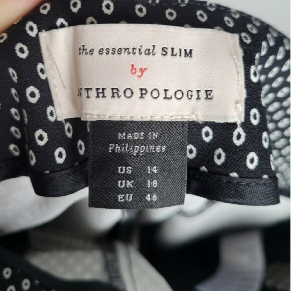 Anthropologie NEW The Essential Slim Black Dot Trouser Pants Womens SZ 14 Career - Picture 9 of 11
